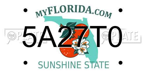 5A27T0 Florida License Plate