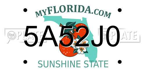 5A52J0 Florida License Plate