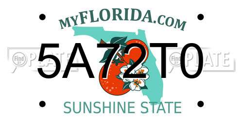 5A72T0 Florida License Plate