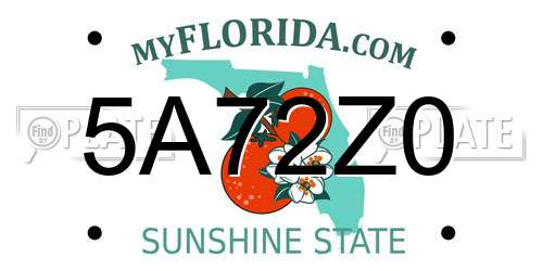 5A72Z0 Florida License Plate