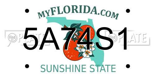 5A74S1 Florida License Plate
