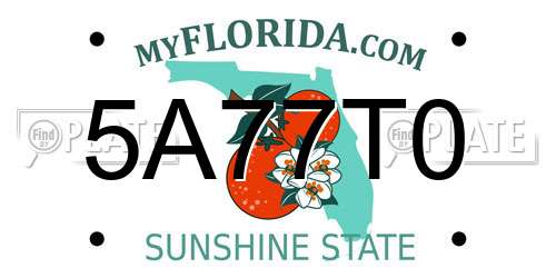 5A77T0 Florida License Plate