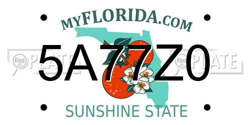 5A77Z0 Florida License Plate