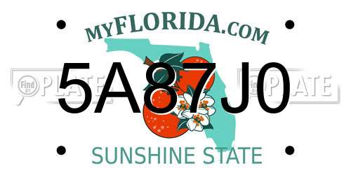 5A87J0 Florida License Plate