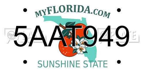5AAT949 Florida License Plate