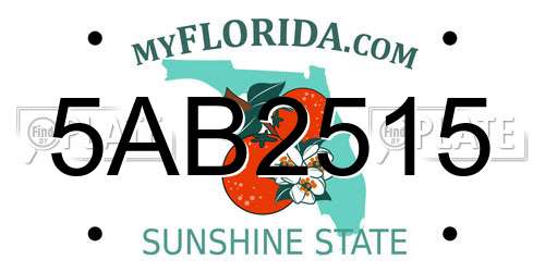 5AB2515 Florida License Plate