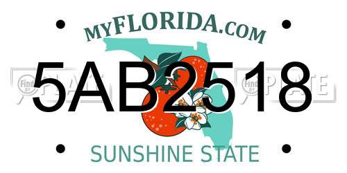 5AB2518 Florida License Plate