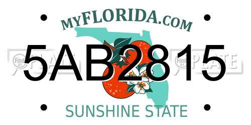 5AB2815 Florida License Plate