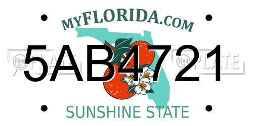 5AB4721 Florida License Plate