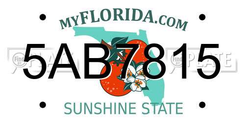 5AB7815 Florida License Plate