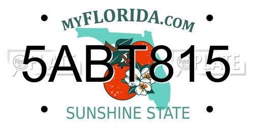 5ABT815 Florida License Plate