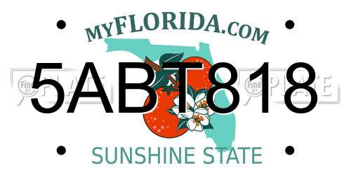 5ABT818 Florida License Plate