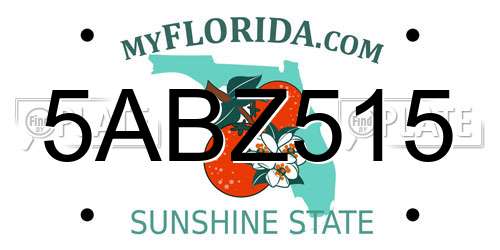 5ABZ515 Florida License Plate