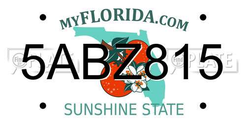 5ABZ815 Florida License Plate