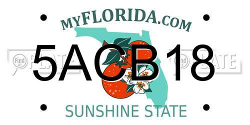 5ACB18 Florida License Plate