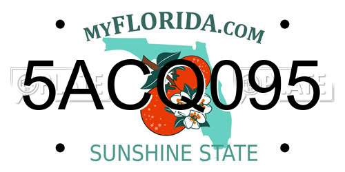 5ACQ095 Florida License Plate