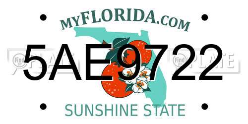 5AE9722 Florida License Plate