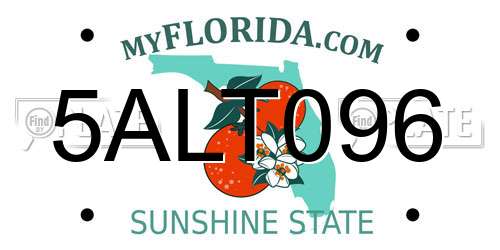 5ALT096 Florida License Plate
