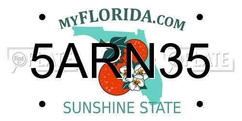 5ARN35 Florida License Plate