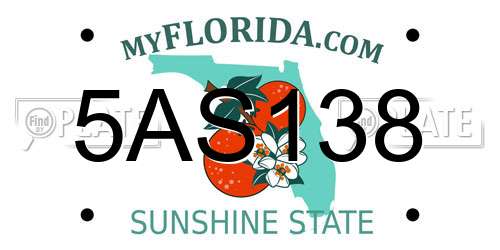 5AS138 Florida License Plate
