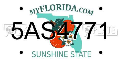 5AS4771 Florida License Plate