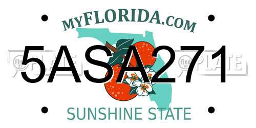 5ASA271 Florida License Plate