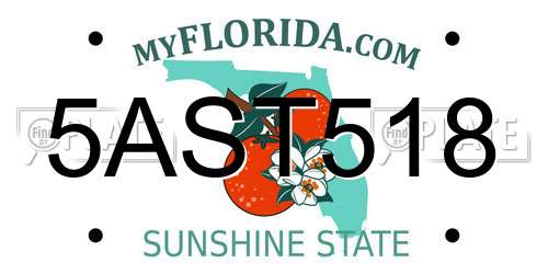 5AST518 Florida License Plate