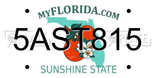 5AST815 Florida License Plate