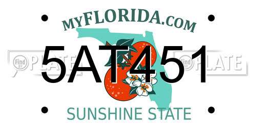 5AT451 Florida License Plate