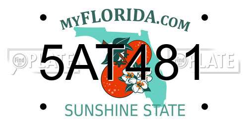 5AT481 Florida License Plate