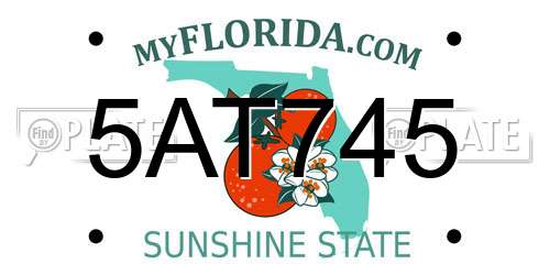 5AT745 Florida License Plate