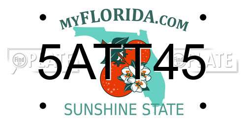 5ATT45 Florida License Plate