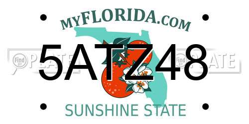 5ATZ48 Florida License Plate