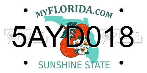 5AYD018 Florida License Plate