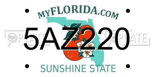 5AZ220 Florida License Plate