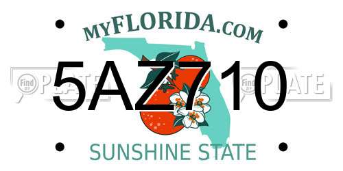 5AZ710 Florida License Plate
