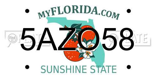 5AZO58 Florida License Plate