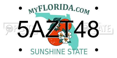 5AZT48 Florida License Plate