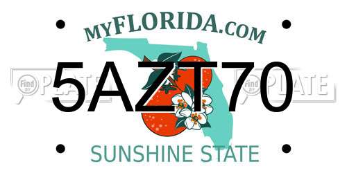 5AZT70 Florida License Plate