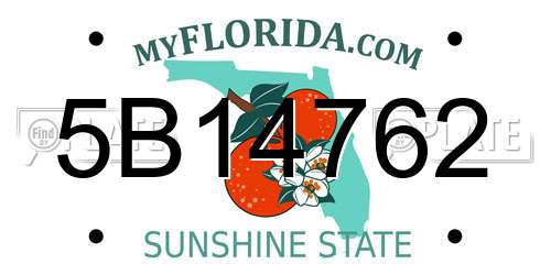 5B14762 Florida License Plate