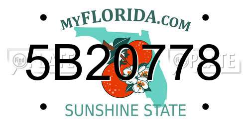 5B20778 Florida License Plate