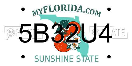 5B32U4 Florida License Plate