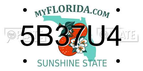 5B37U4 Florida License Plate