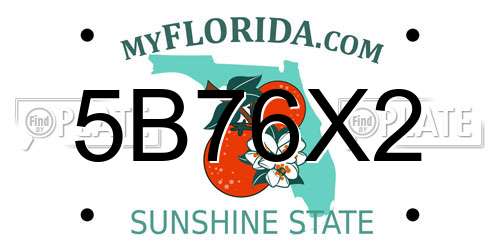 5B76X2 Florida License Plate