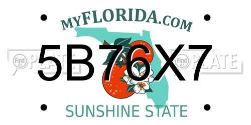 5B76X7 Florida License Plate