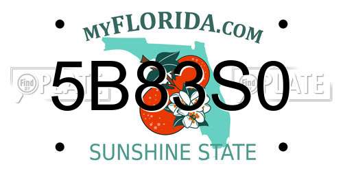 5B83S0 Florida License Plate