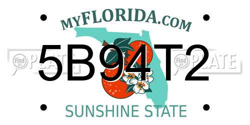 5B94T2 Florida License Plate