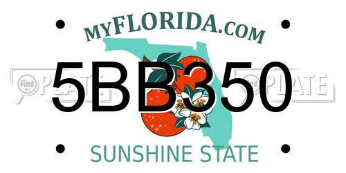 5BB350 Florida License Plate