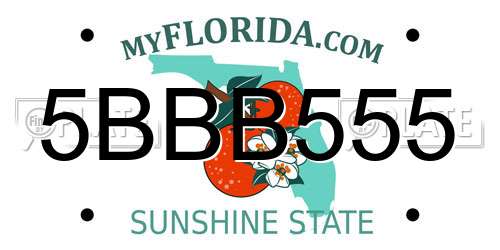 5BBB555 Florida License Plate