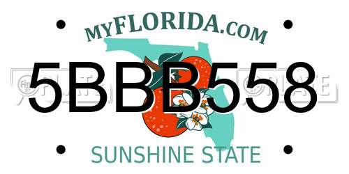 5BBB558 Florida License Plate